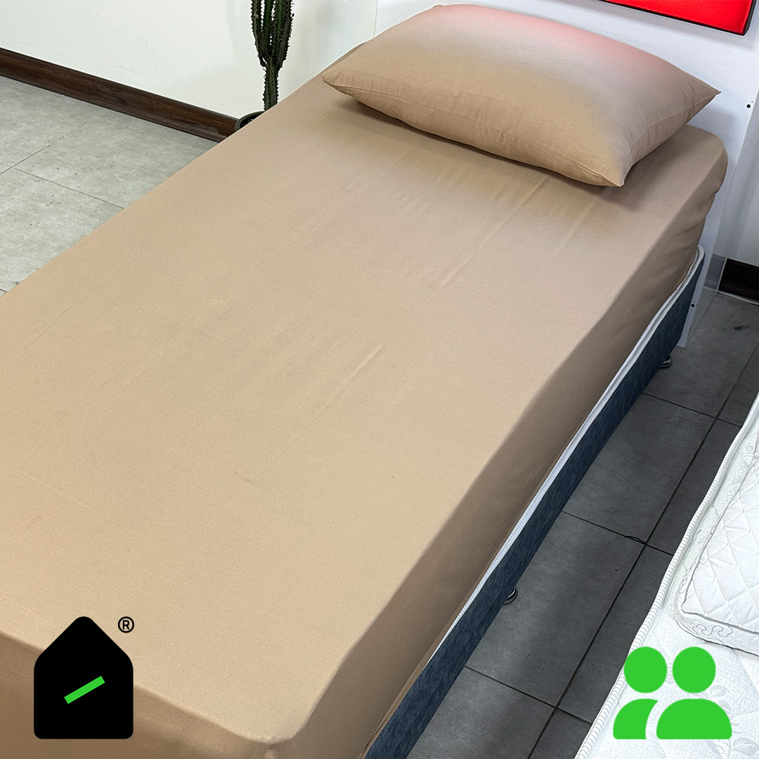 ملحفه نیم ست دونفره رنگ نسکافهای (ملحفه کش دار+ 2 روبالشتی) Elay home