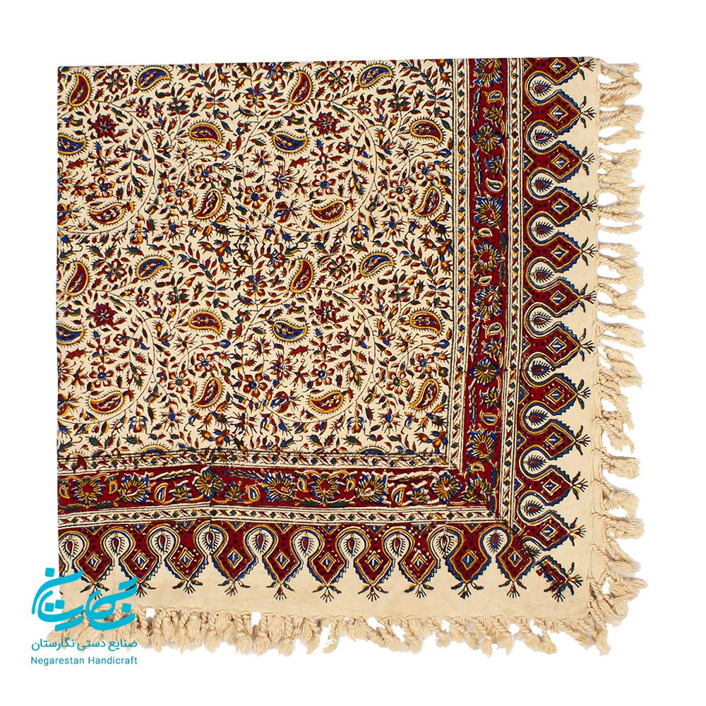 رومیزی قلمکار 120 در 120 طرح گل ریز — تصویر ۲