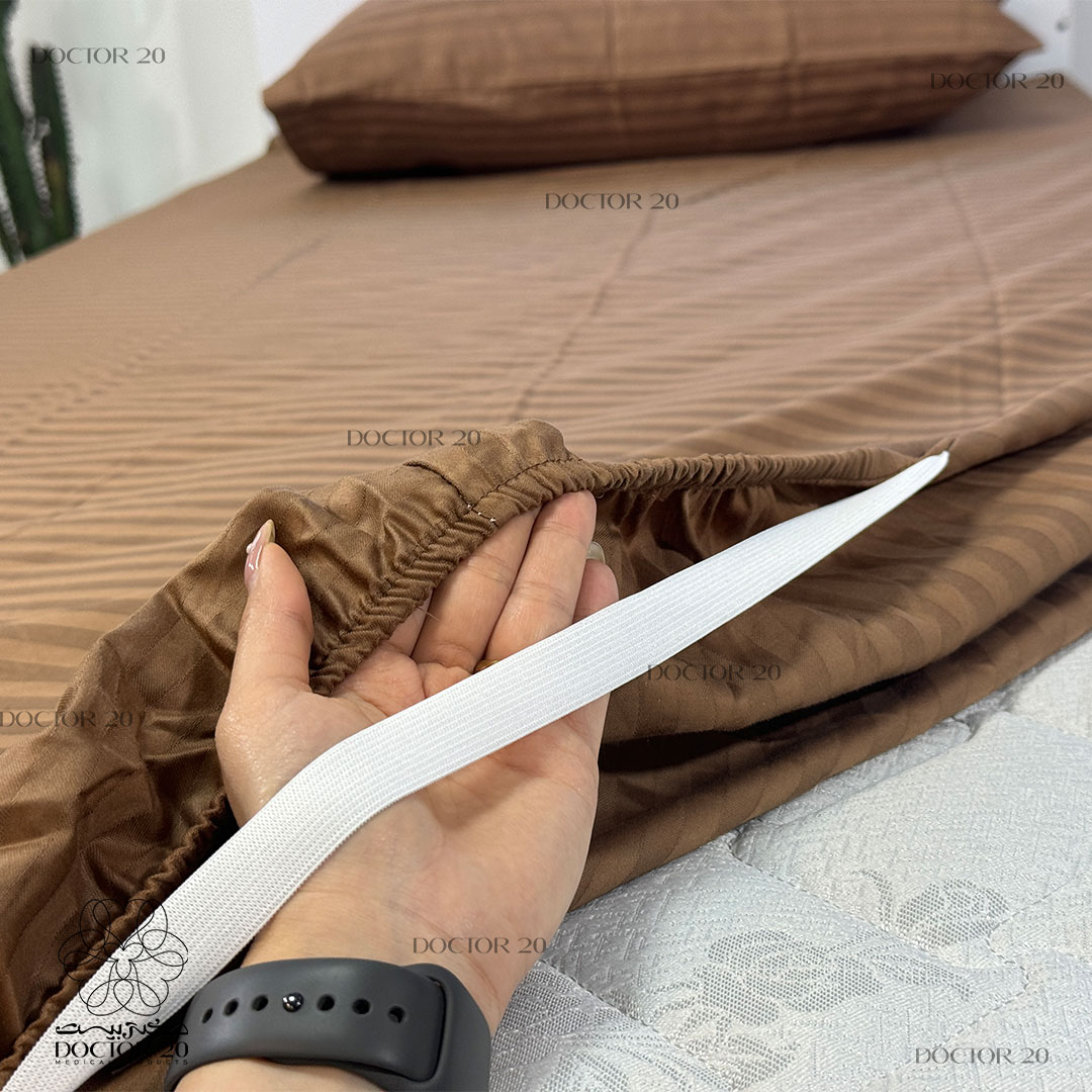 ملحفه نیم ست دونفره هتلی رنگ نسکافه‌ای (ملحفه کش دار+ 2روبالشتی) Elay home — تصویر ۴