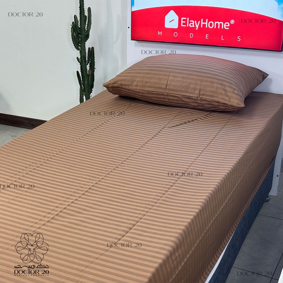 ملحفه نیم ست دونفره هتلی رنگ نسکافه‌ای (ملحفه کش دار+ 2روبالشتی) Elay home — تصویر ۸