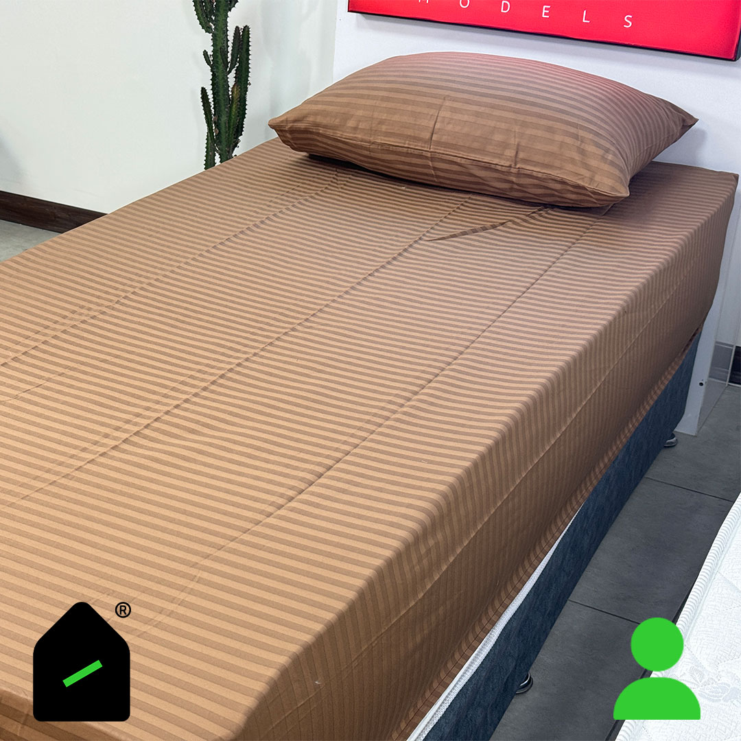 ملحفه نیم ست یک نفره هتلی رنگ نسکافه ای (ملحفه کش دار+ 1 روبالشتی) Elay home