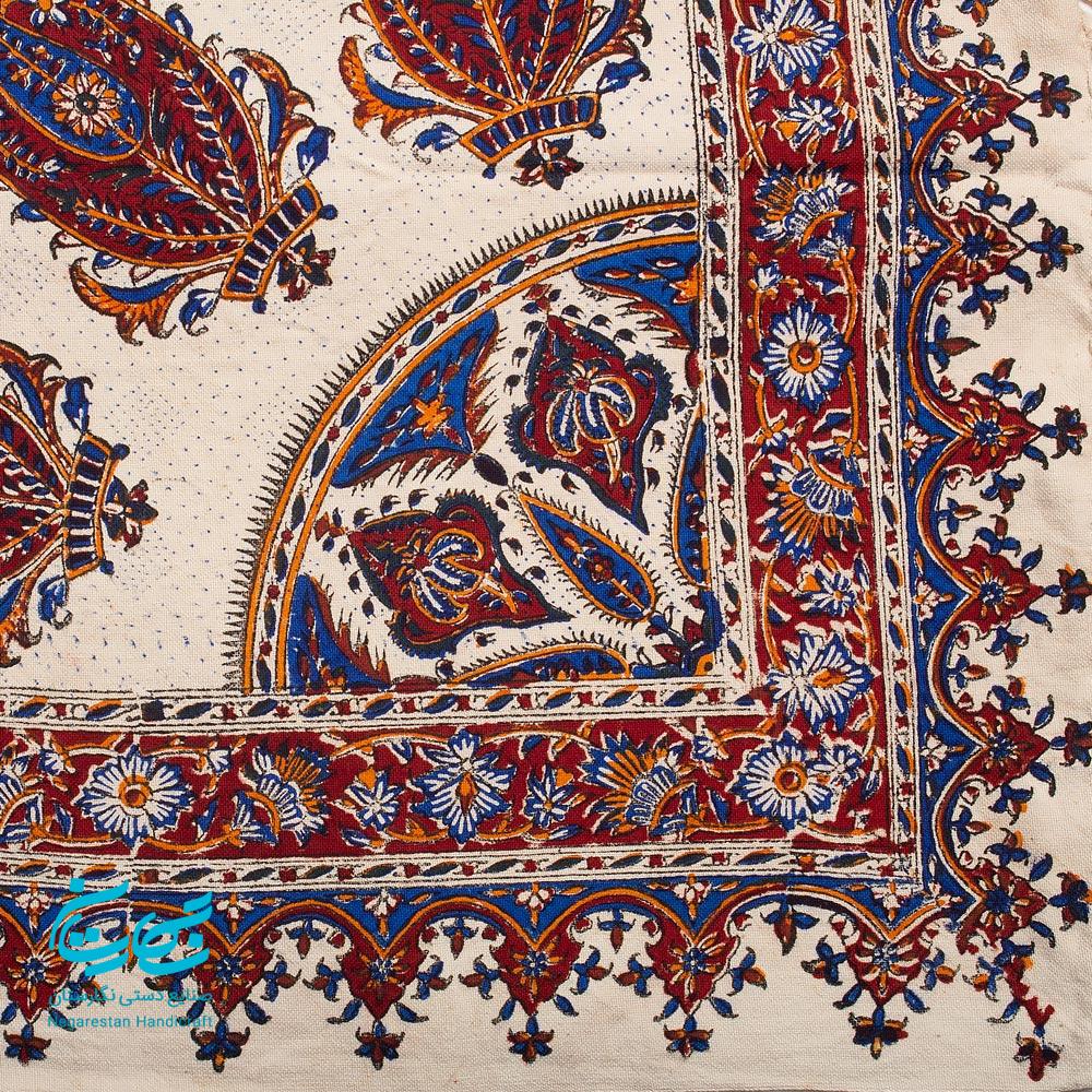 رومیزی قلمکار 1.35 در 2 متری طرح بته جقه — تصویر ۳