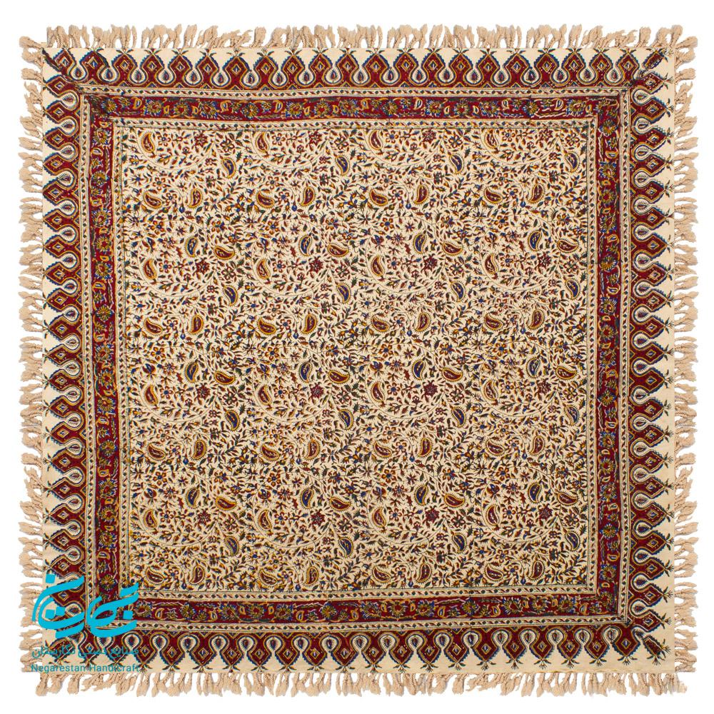 رومیزی قلمکار 100 در 100 طرح گل ریز — تصویر ۴