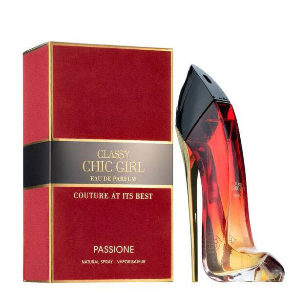 عطر ادکلن گود گرل قرمز شرکتی کلسی چیک گرل پشن زنانه فراگرنس ورد مدل Classy Chic Girl Passione حجم 90 میل