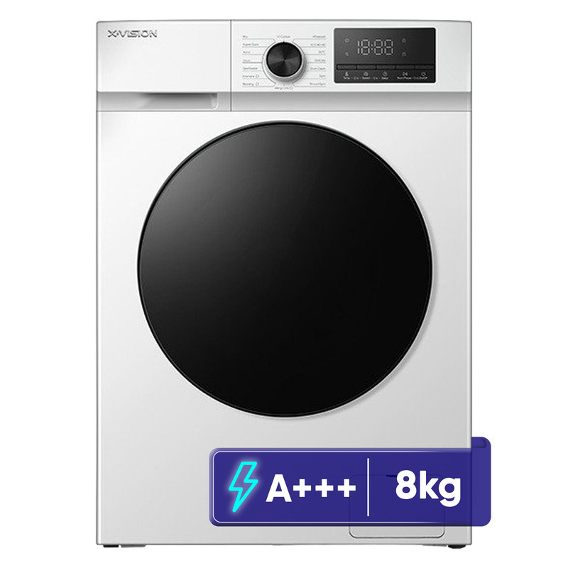 ماشین لباسشویی 8 کیلویی نقره ای ایکس ویژن مدل TF84-ASBL SILVER