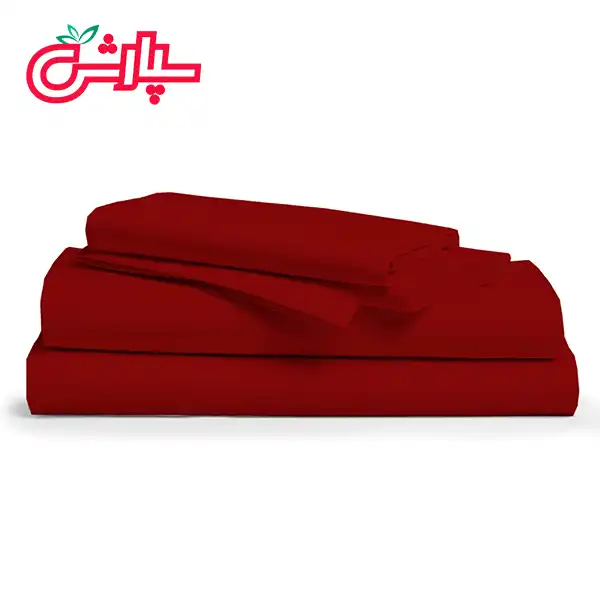 سرویس ملحفه ساده زرشکی – کتان — تصویر ۷