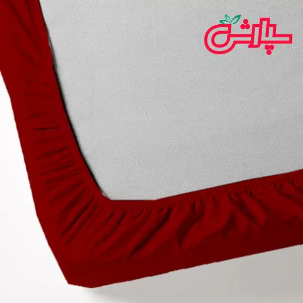 سرویس ملحفه ساده زرشکی – کتان — تصویر ۲