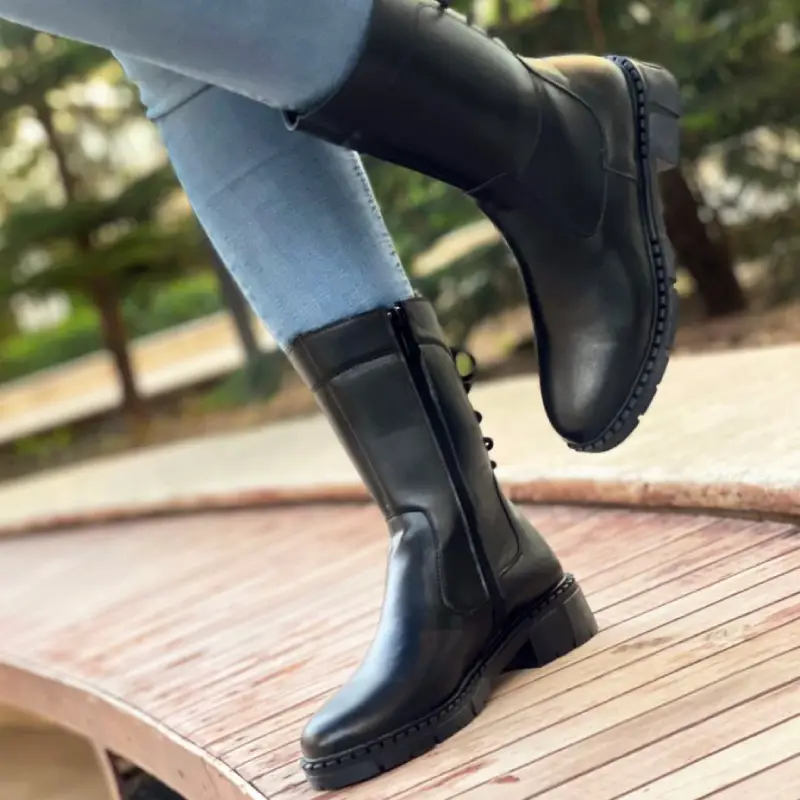 نیم بوت زنانه مشکی پشت بندی بغل زیپ