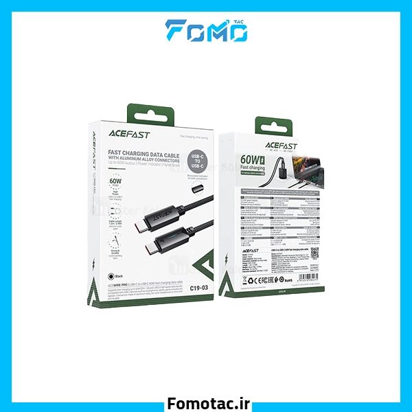 کابل تبدیل USB-C به USB-C ایس فست(ACEFAST) 60W مدل C19-03 — تصویر ۳