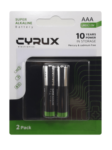 باتری نیم قلمی سوپرآلکالاین سایروکس دوتایی | AAA CYRUX — تصویر ۲