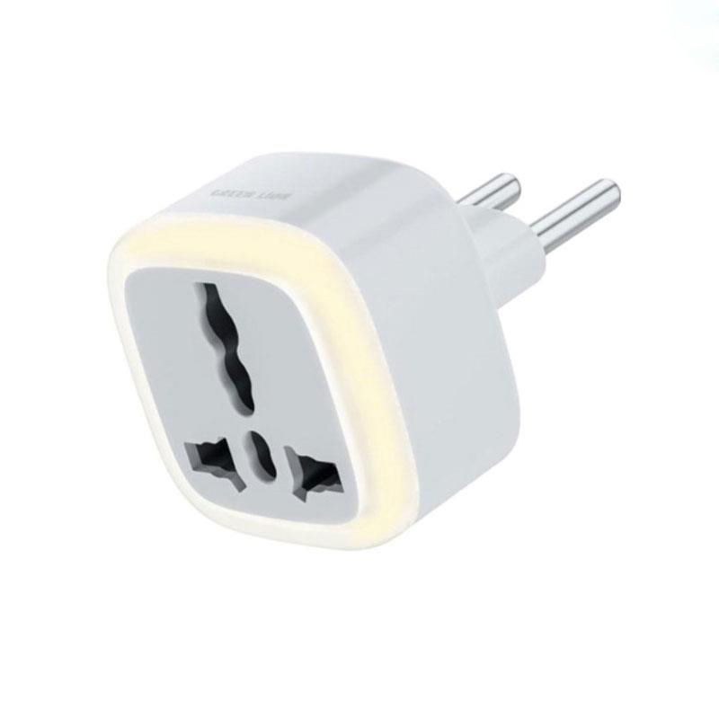تبدیل 3 به 2 چراغدار گرین لاین مدل Green lion GNUCOVEULT universal conversion EU plug — تصویر ۳