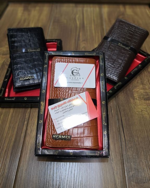 کیف پول کتی چرم گاوی طبیعی کرو hermes — تصویر ۲