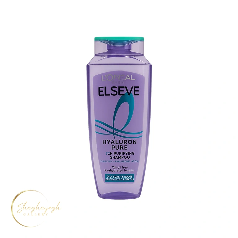 شامپو تصفیهکننده هیالورون پیور لورآل السیو مخصوص مو و پوستسر چرب ۴۰۰ میل L’Oreal Paris Elseve Hyaluron Pure 72H Purifying Shampoo
