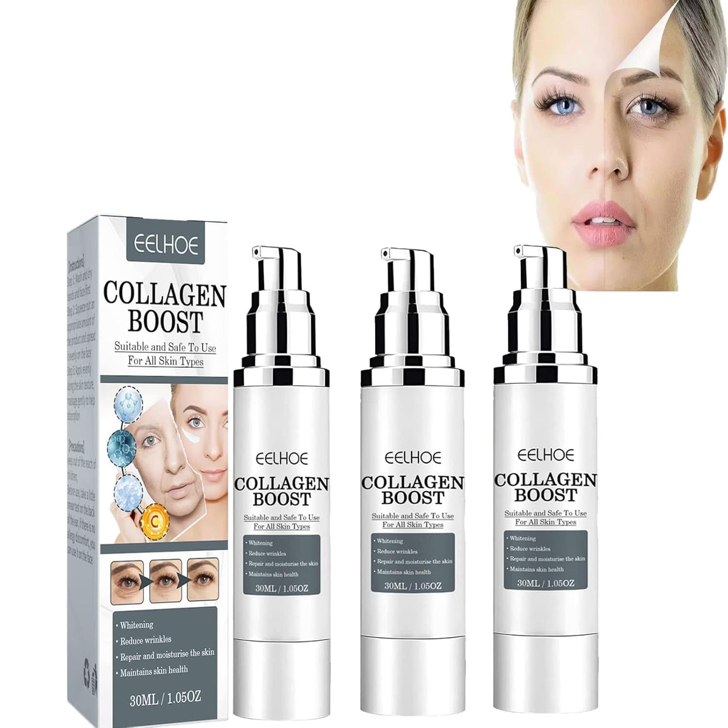 کرم آبرسان کلاژن بووست EELHOE COLLAGEN BOOSTحجم 30 میل — تصویر ۵