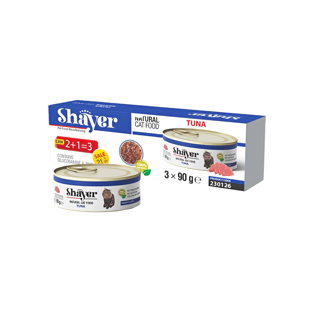 پک کنسرو نچرال گربه، ماهی تن، 90 گرمی، 3 عددی، شایر