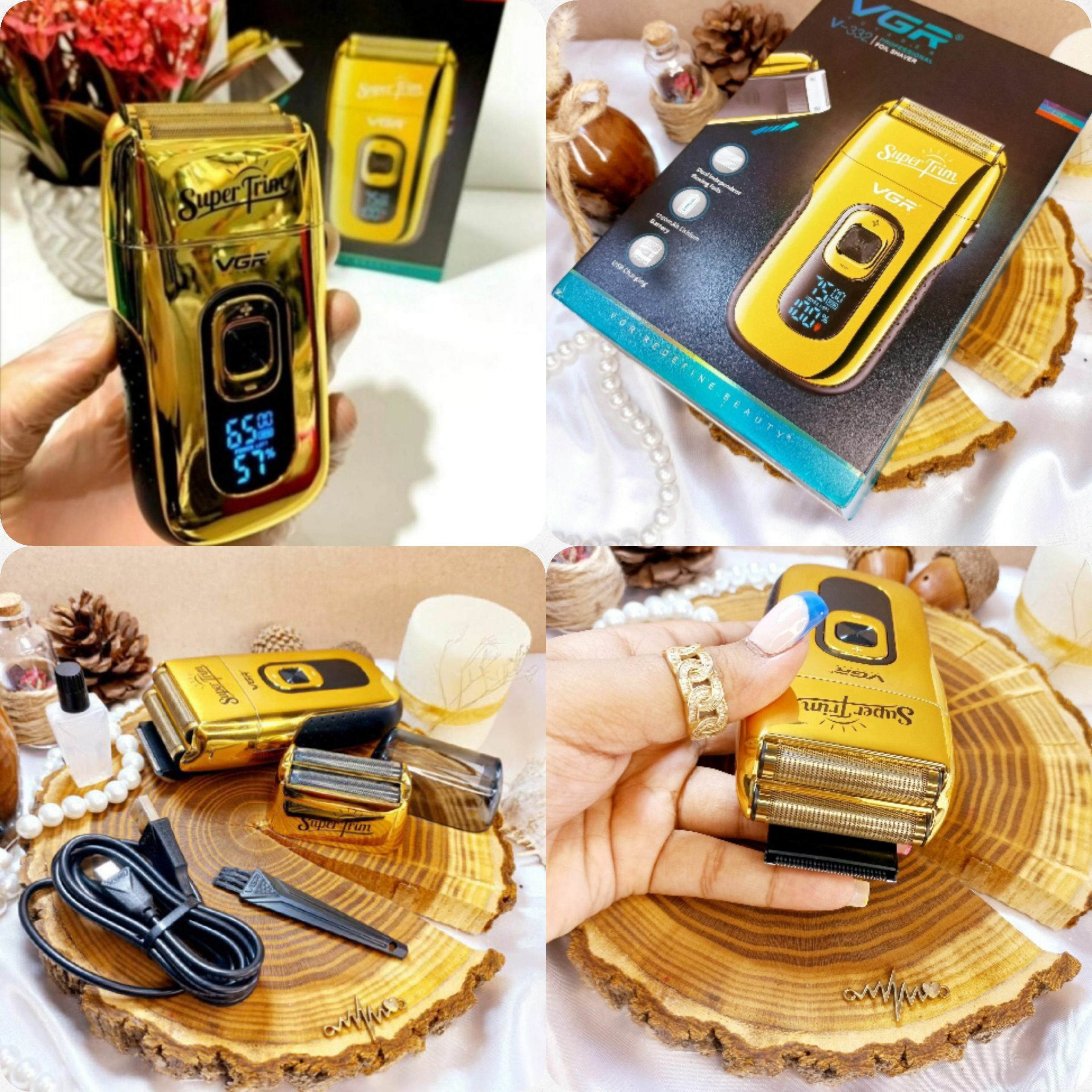 ماشین اصلاح شیور دو کاره وی جی آر VGR مدل V-332 | خط زن و صفر زن شارژی — تصویر ۳