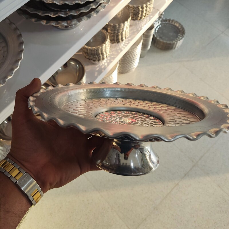 شیرینی خوری چکشی روحی ضخیم نقشدار | قطر 27.5 سانتی متر — تصویر ۳