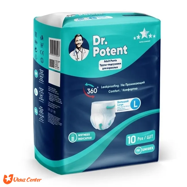 پوشک بزرگسال شورتی دکتر پوتنت سایز بزرگ L بسته 10 عددی