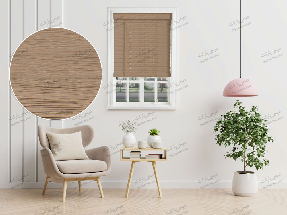 پرده کرکره چوبی نسکافهای ۵ سانتیمتری کد dp19401
