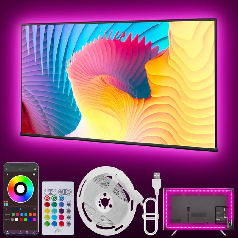 ریسه ال ای دی پشت تلویزیون مدل X2 مخصوص 32 تا 75 اینچ، به همراه کنترل و اپلیکیشن، رقص نور — تصویر ۵
