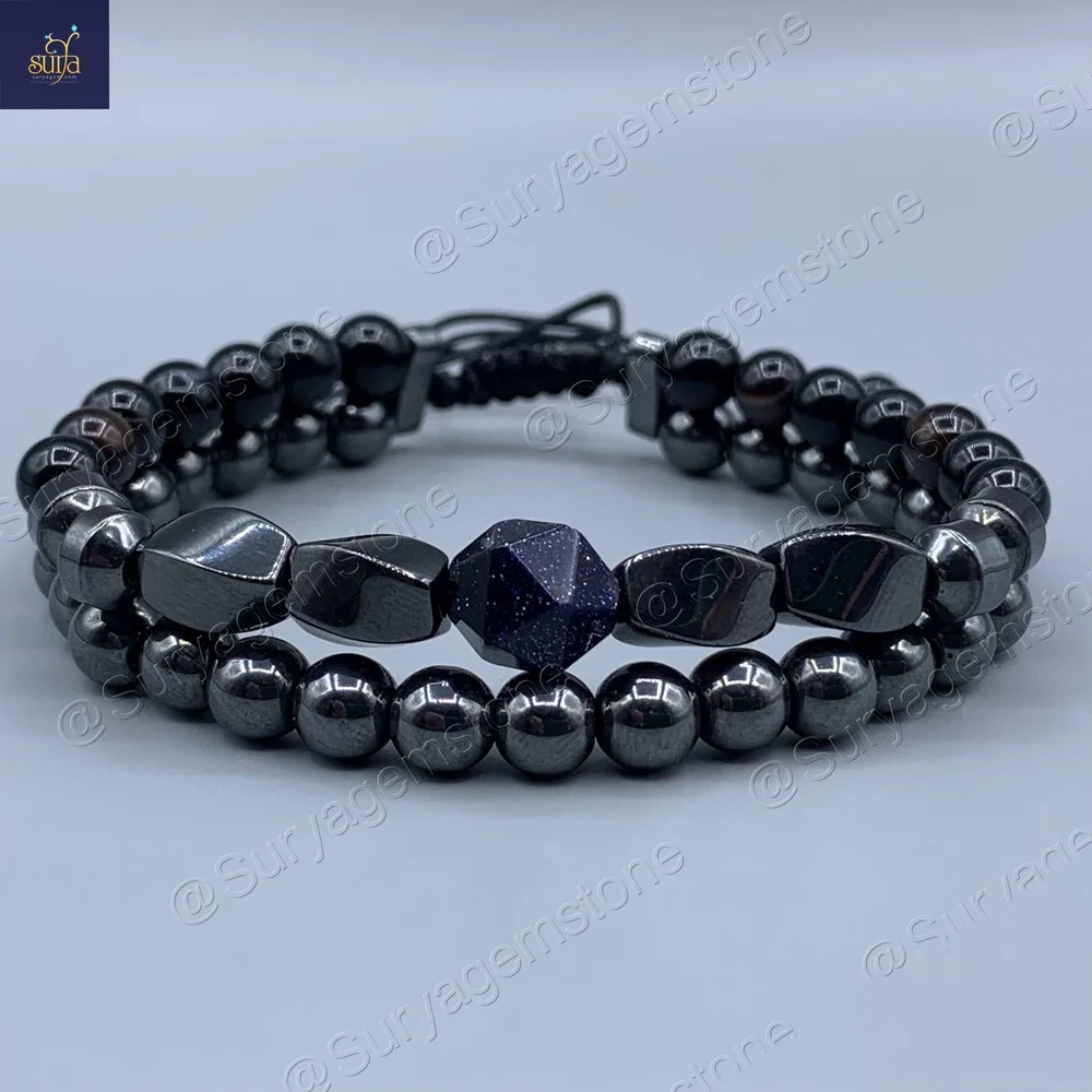 دستبند سنگی مردانه ، سنگ عقیق اصل و معدنی ، حدید و دلربا Iron Hand 6