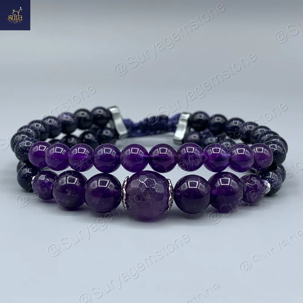 دستبند زنانه سنگی ، سنگ آمیتیست اصل و دلربا Rahu Galaxy