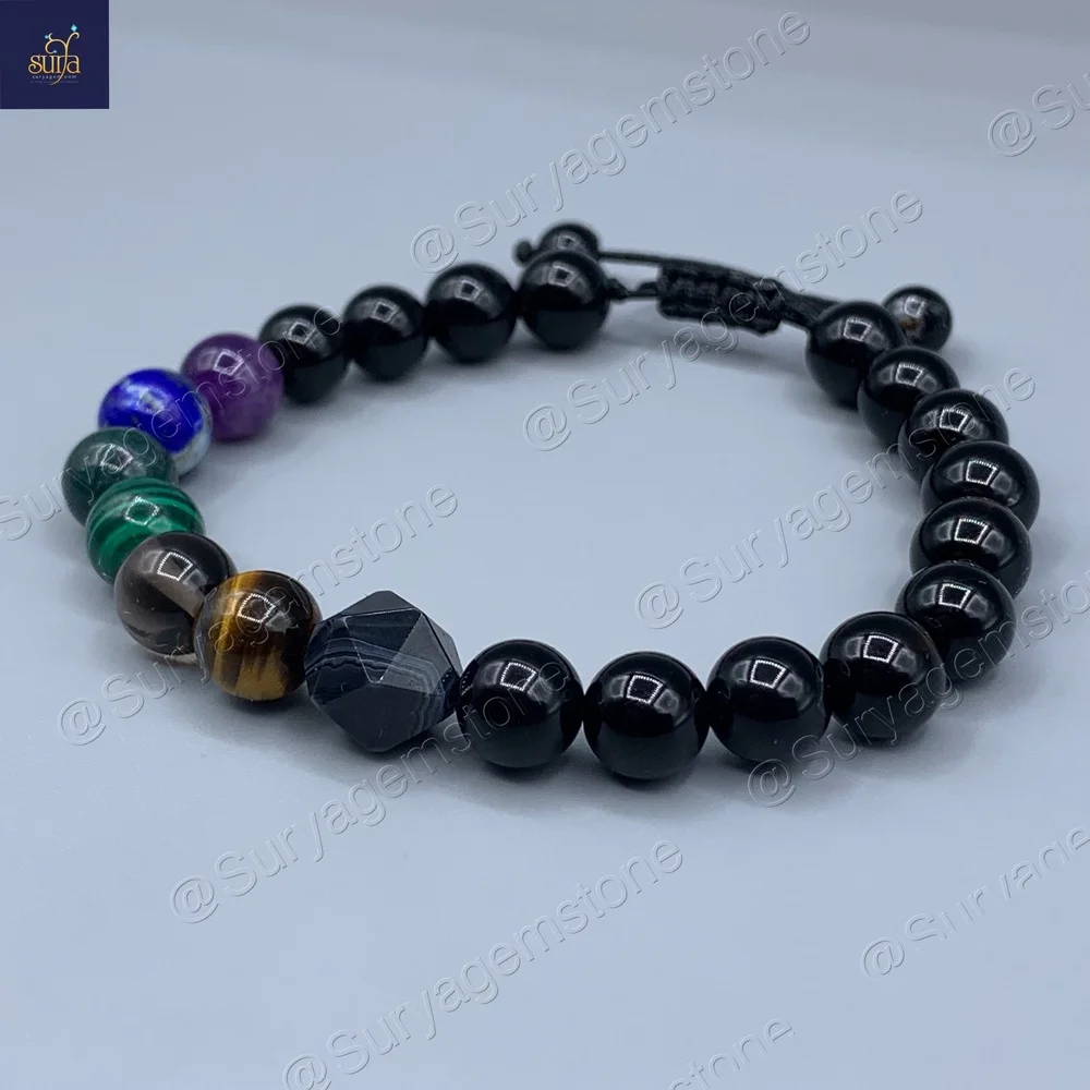 دستبند مردانه سنگی هفت چاکرا ، سنگ اصل و طبیعی Ketu Lopsided — تصویر ۴