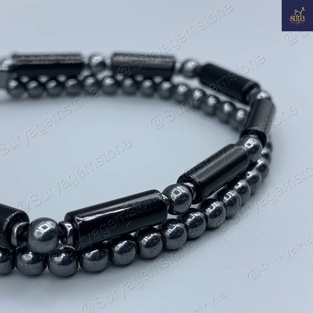 دستبند مردانه سنگی عقيق و حديد Ketu Linear — تصویر ۳