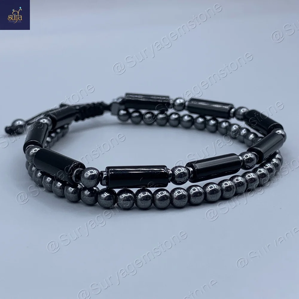 دستبند مردانه سنگی عقيق و حديد Ketu Linear — تصویر ۴