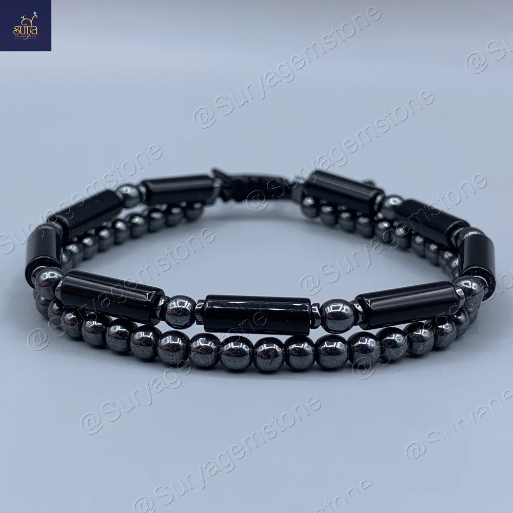 دستبند مردانه سنگی عقيق و حديد Ketu Linear — تصویر ۲