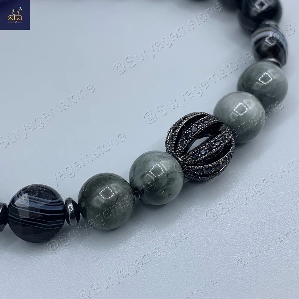 دستبند سنگی مردانه ، سنگ چشم عقاب و عقیق سلیمانی اصل و معدنی Ketu Layer — تصویر ۳