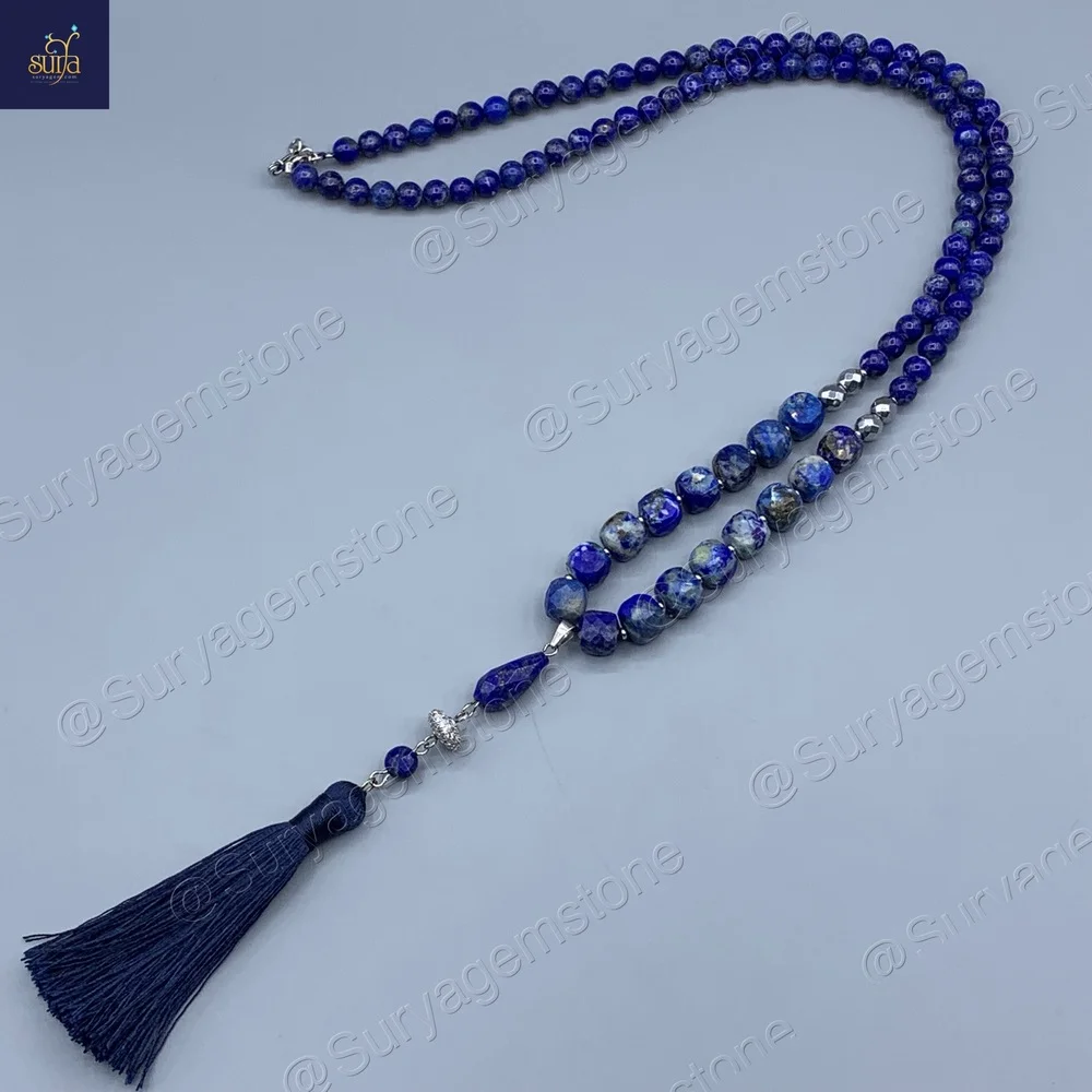 گردنبند سنگی اصل ، سنگ معدنی لاجورد ، زنانه +Goru Lapis