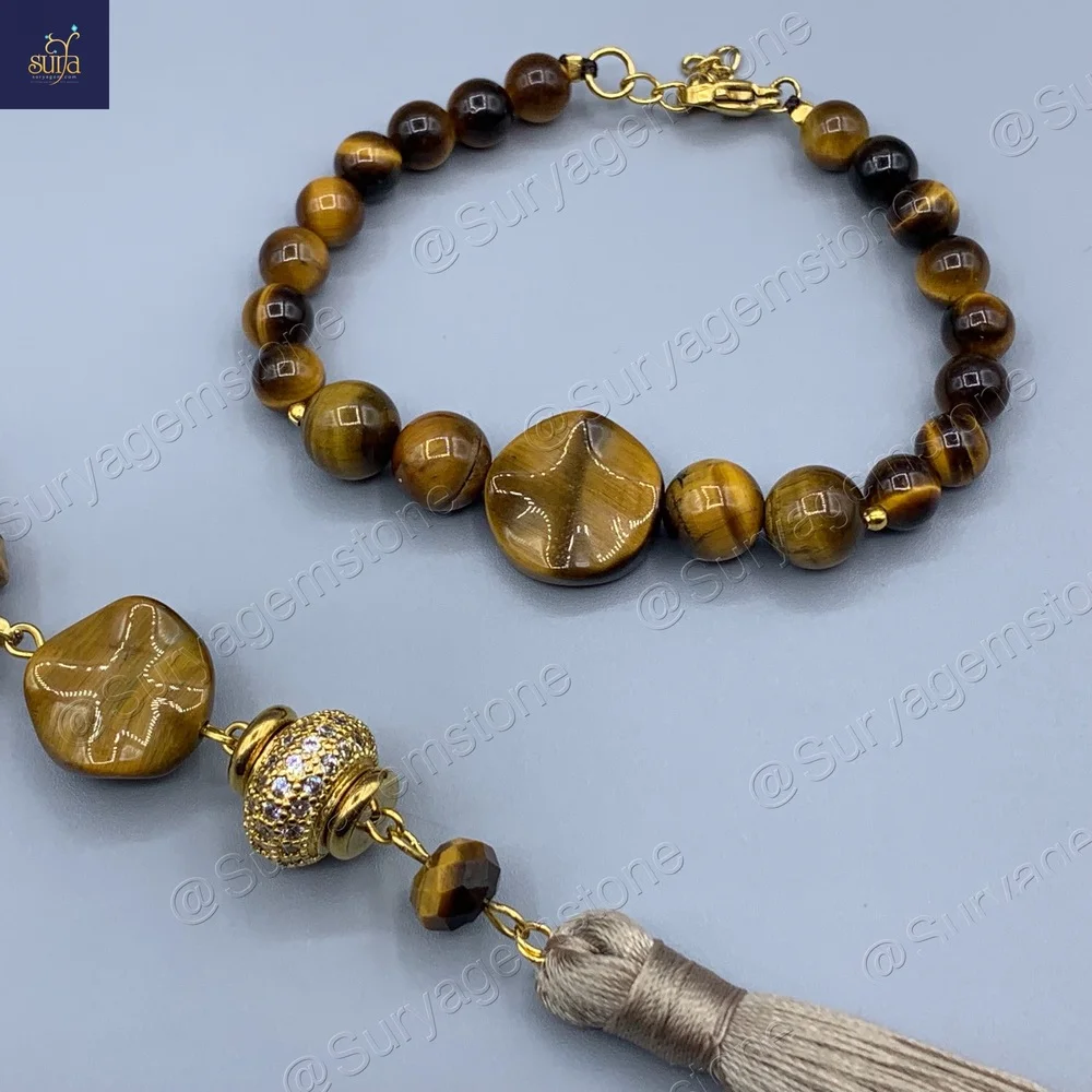 دستبند سنگ چشم ببر زنانه ، سنگی اصل و معدنی Shani Band — تصویر ۲