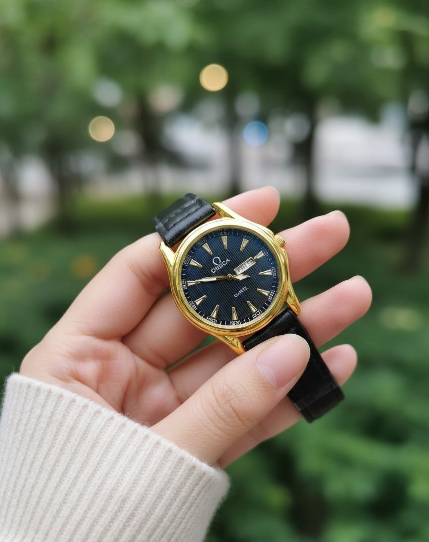 ساعت مچی مردانه بند چرمی کلاسیک امگا Omega ضد حساسیت — تصویر ۴
