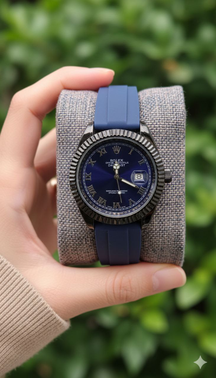 ساعت مچی مردانه بند رابر رولکس ROLEX ضدآب و صفحه شب نما — تصویر ۵