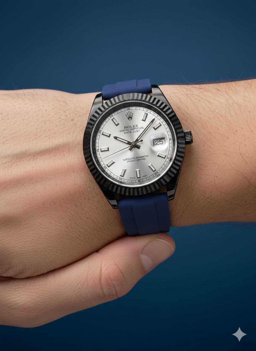 ساعت مچی مردانه بند رابر رولکس ROLEX ضدآب و صفحه شب نما — تصویر ۴