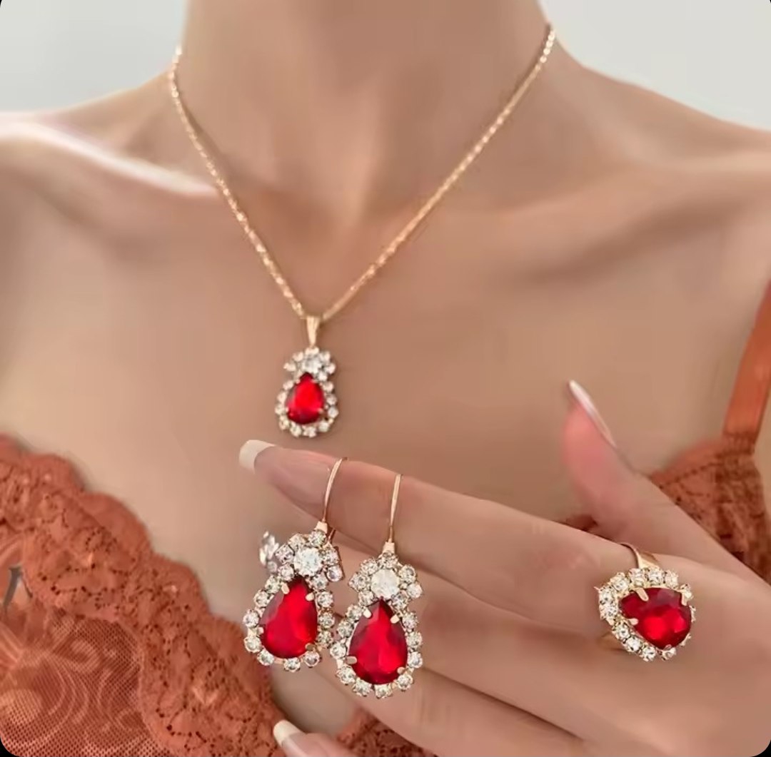 ست ساعت چرمی و زیورآلات زنانه صفحه مستطیلی ترند — تصویر ۴