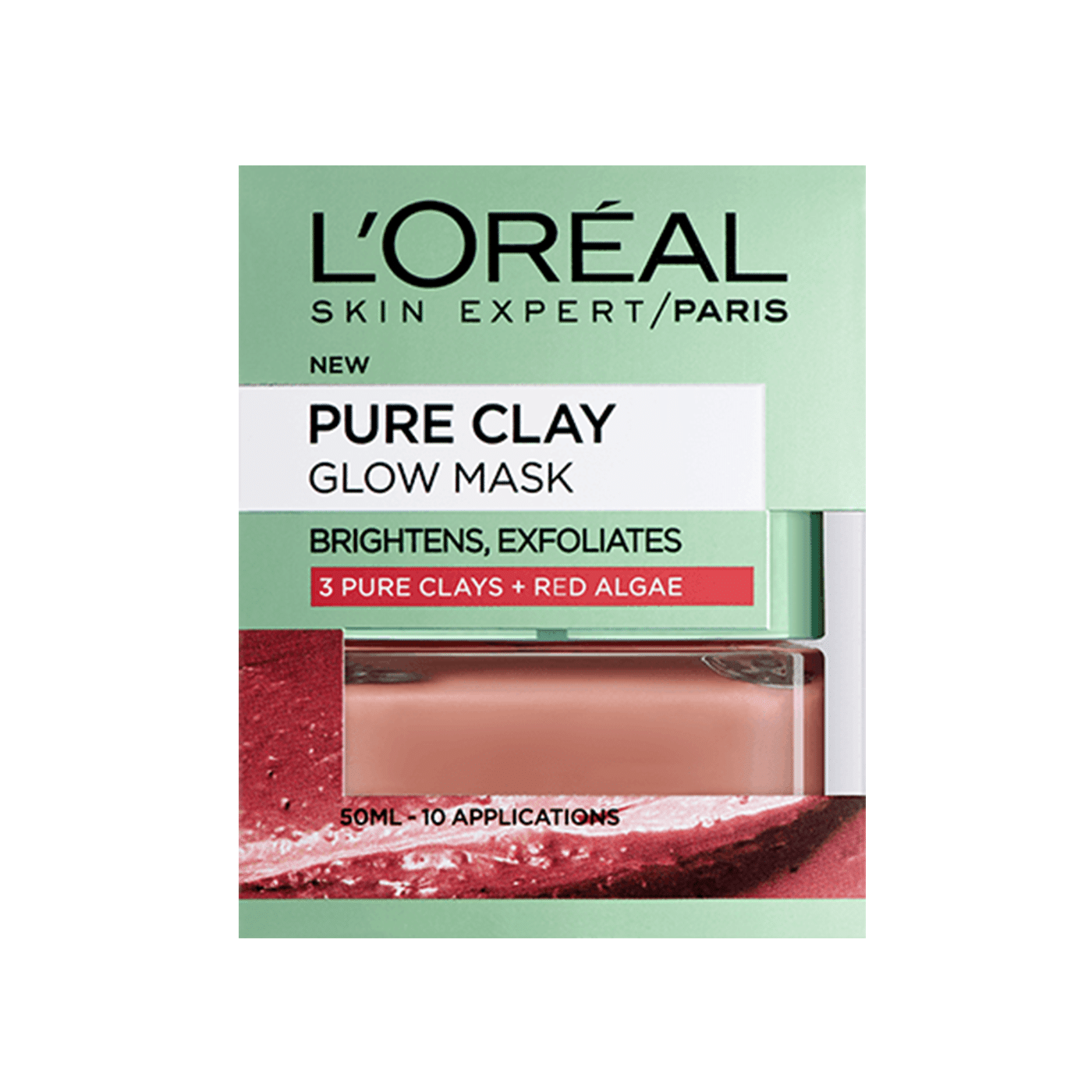 ماسک صورت لورآل مدل Pure Clay Glow حجم 50 میلی لیتر