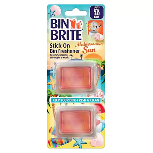 خوشبو کننده سطل زباله بریتانیایی بن برایت رایحه خورشیدی 2تایی bin brite stick on mediterranean sun مدیترانه بسته 2 عددی — تصویر ۲