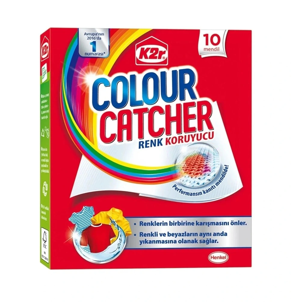 دستمال ضد رنگ ماشین لباسشویی کالرکچر K2r Colour Catcher بسته 10 عددی — تصویر ۳