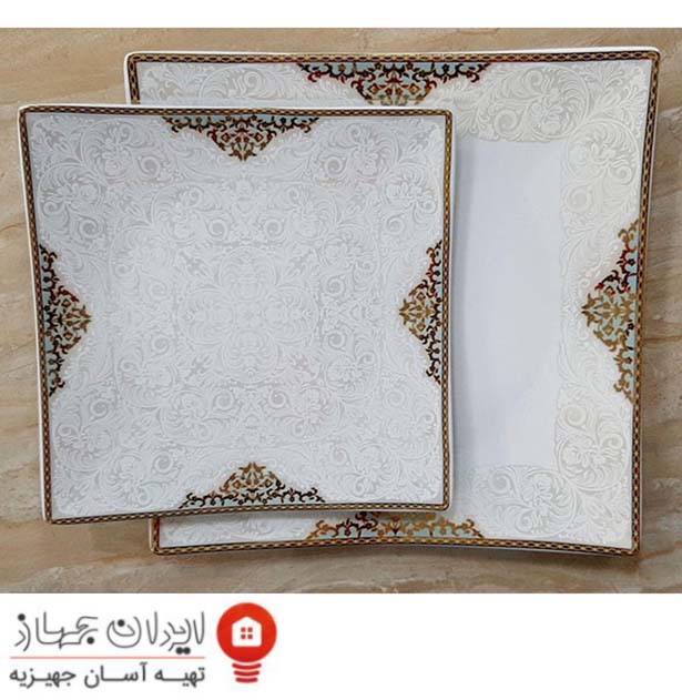سرویس غذاخوری 30 پارچه ( 6 نفره ) 4گوش چینی تقدیس قالب شارلوت گل آرایی رزالین فیروزه — تصویر ۳