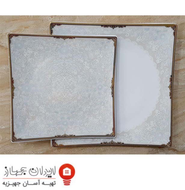 سرویس غذاخوری 30 پارچه ( 6 نفره ) 4گوش چینی تقدیس قالب شارلوت گل آرایی آرمیتاژ طلا — تصویر ۳