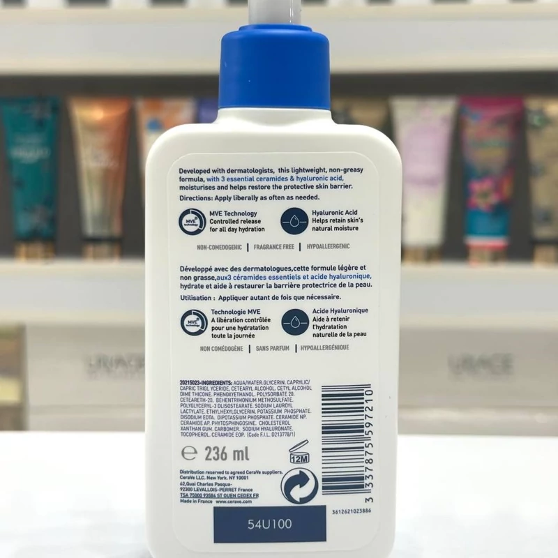 لوسیون آبرسان صورت و بدن سراوی lait hydratant پوست خشک 236ml کد 176 — تصویر ۴