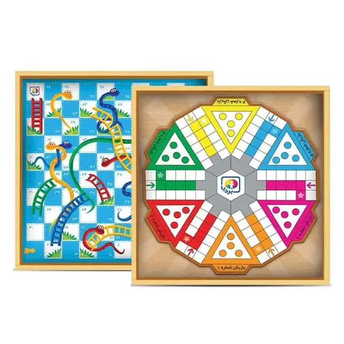 بازی منچ و مارپله 6 نفره چوبی مدل بردیا — تصویر ۵