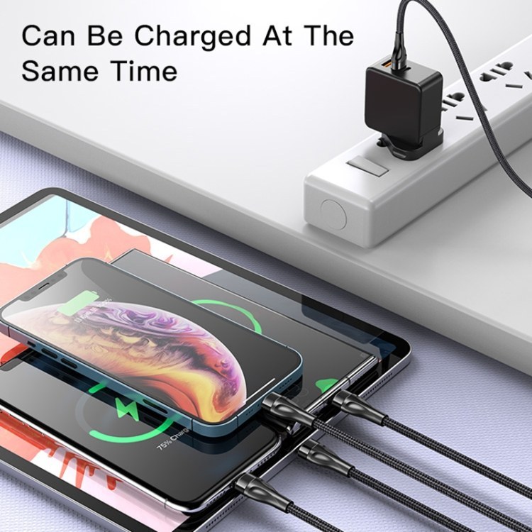کابل USB به 4 سر TYPE C و Lightning یسیدو YESIDO CA111 طول 1.2 متر — تصویر ۳