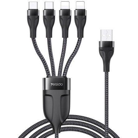 کابل USB به 4 سر TYPE C و Lightning یسیدو YESIDO CA111 طول 1.2 متر — تصویر ۲