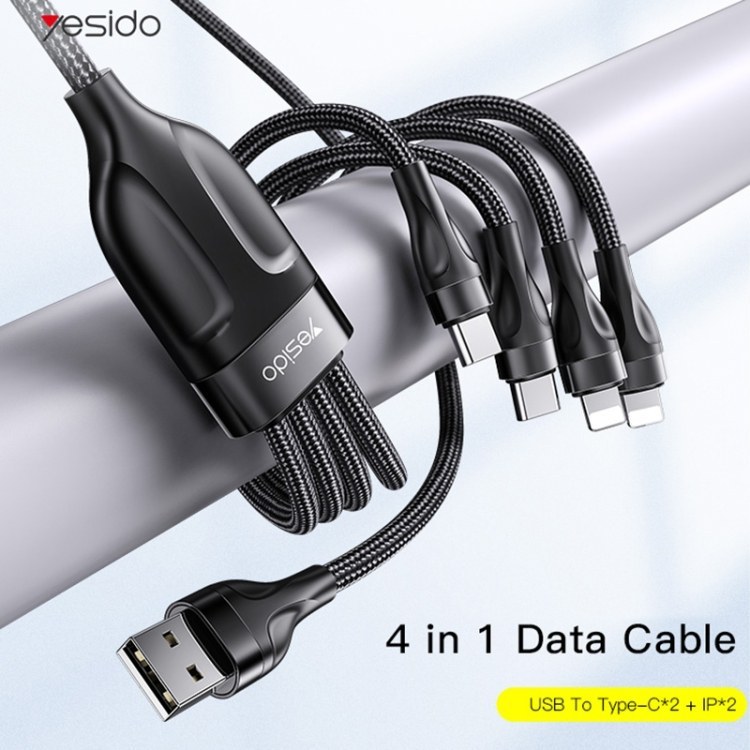 کابل USB به 4 سر TYPE C و Lightning یسیدو YESIDO CA111 طول 1.2 متر — تصویر ۵