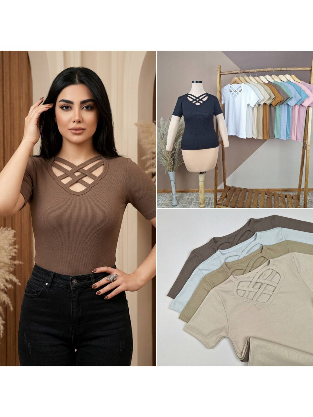 تیشرت زنانه یقه حصیری — تصویر ۲