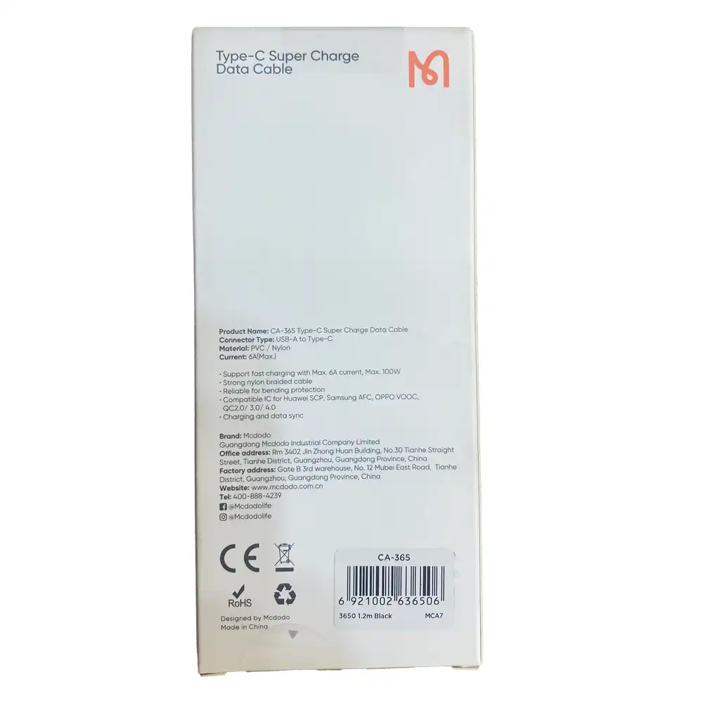 کابل USB به Type-C مک دودو مدل Mcdodo CA-3650 به طول 1.2 متر — تصویر ۴