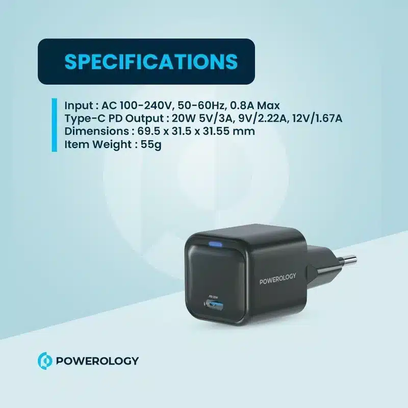 شارژر دیواری 20W پاورولوژی مدل PWC015 GaN — تصویر ۴